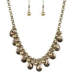 Stage Stunner – Brass Necklace Earring Set